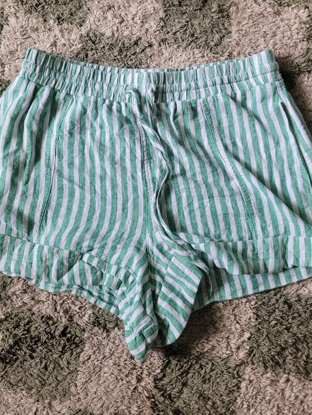 Universal Thread Green & White Striped Shorts